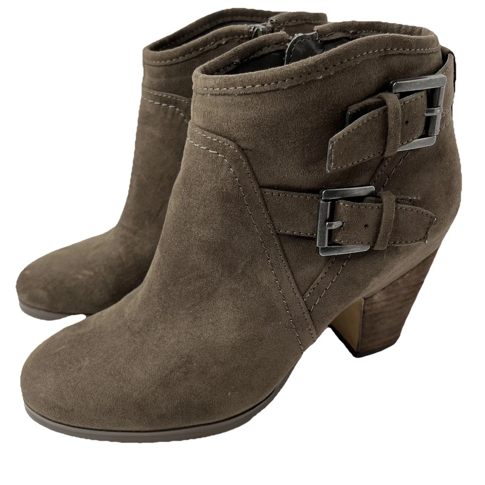 Women's Brown Suede CROWN VINTAGE Side Buckle Ankle Boots 3" Heel Size 6 M